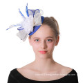 Small Blue & White Fascinator - "Belle" Derby Hat Fascinator Cocktail Hat Wedding Headpiece Party Hat Hatinator